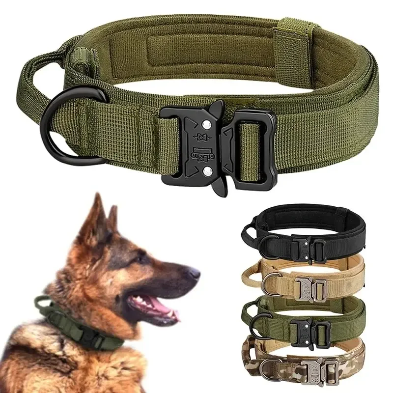 

Pet Products Outdoor Tactical Dog Collar Metal Buckle Breathability Nylon Collar Medium and Large Dog Training Neck Collar Dog