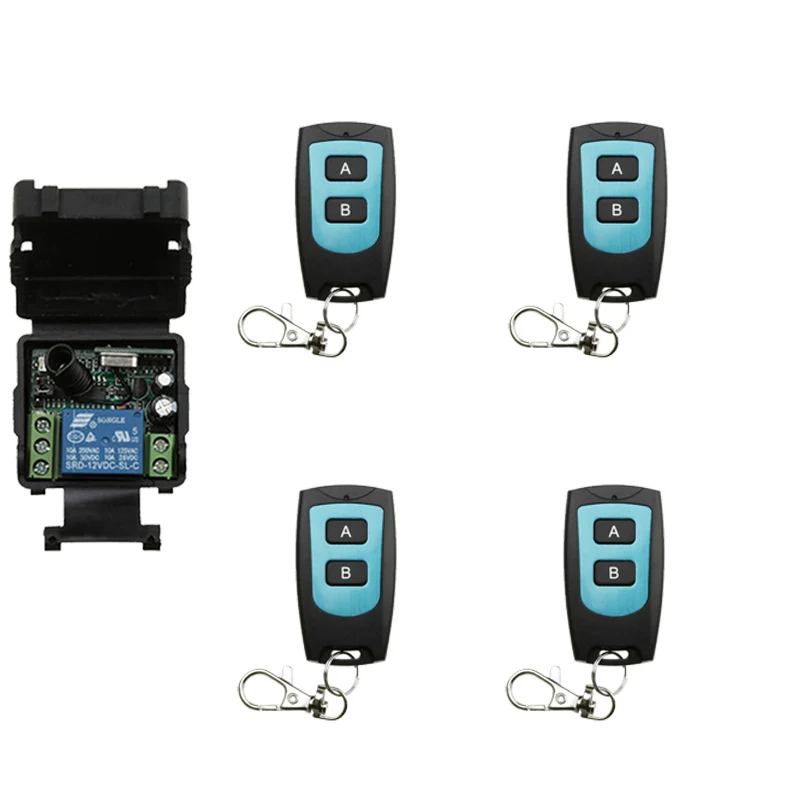 

DC12V 24V 1CH 10A RF Wireless Remote Control Switch System 2X Transmitter + Receiver,433 MHZ /lamp/ window/Garage Doors