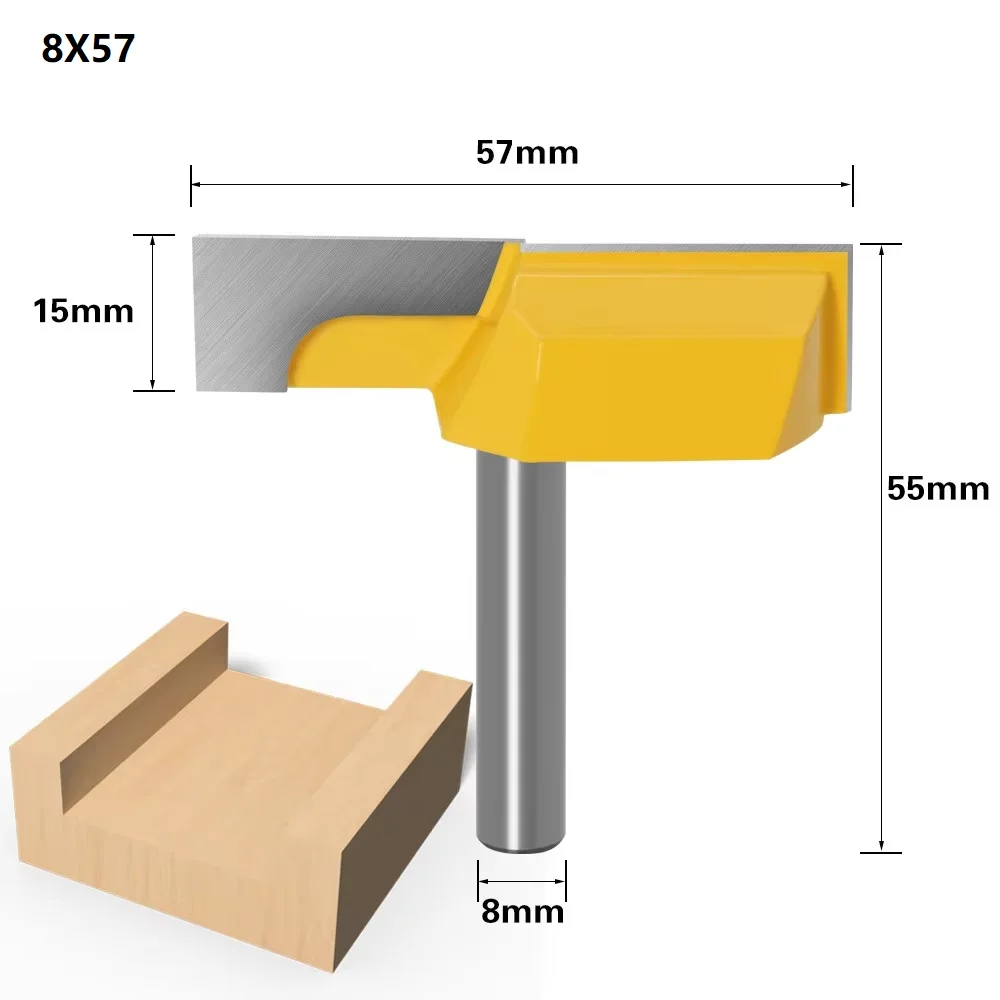 1/2” Inch 12mm 8mm Shank 2” Bottom Cleaning Router Bit (Mortising Bit, Spoil board Surfacing, Slab Flattening Woodworking Mil