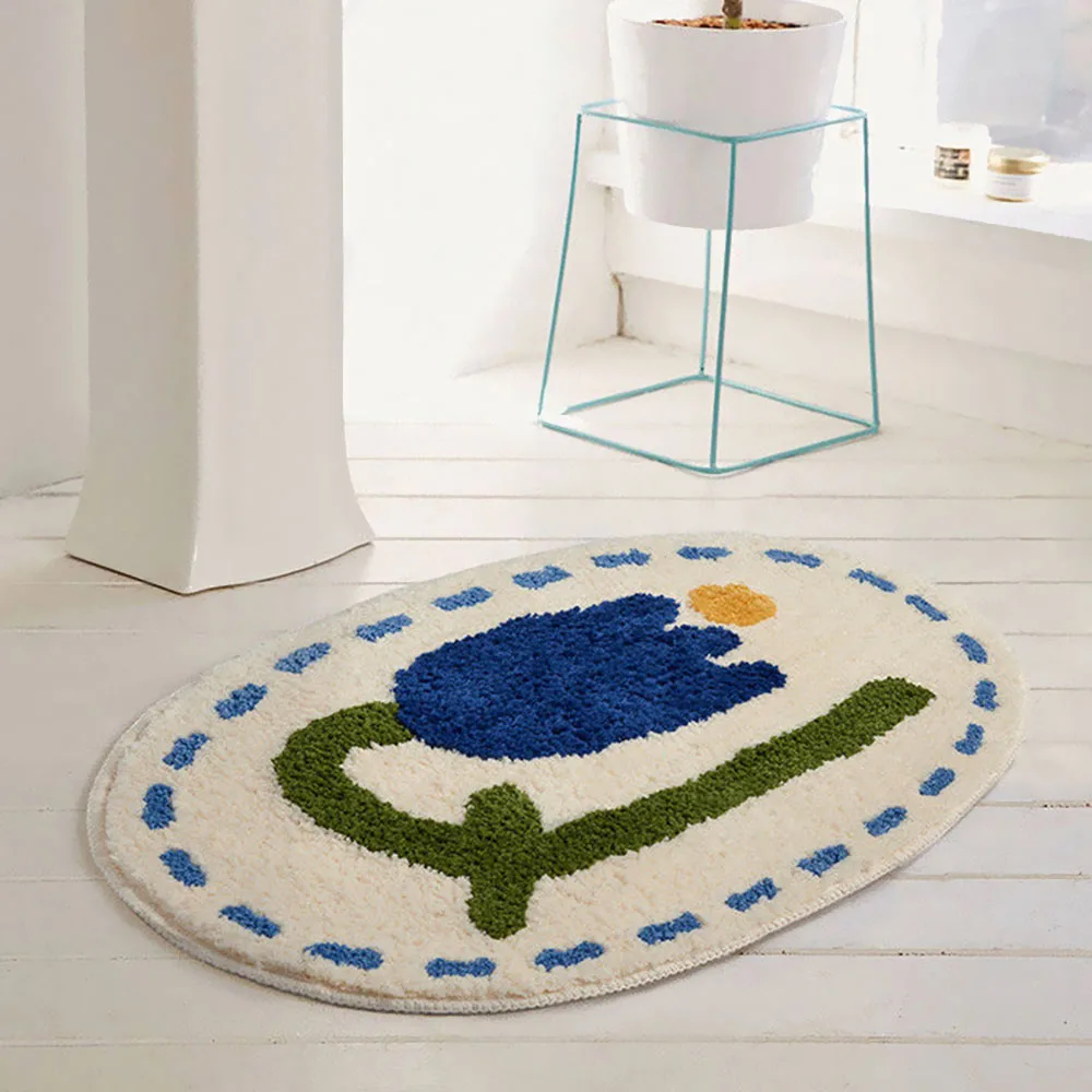 Cartoon Carpet Bathroom Long Plush Warm Carpet Water absorption Non-slip Cute Plants Animal Mat Rug Bedroom Mat