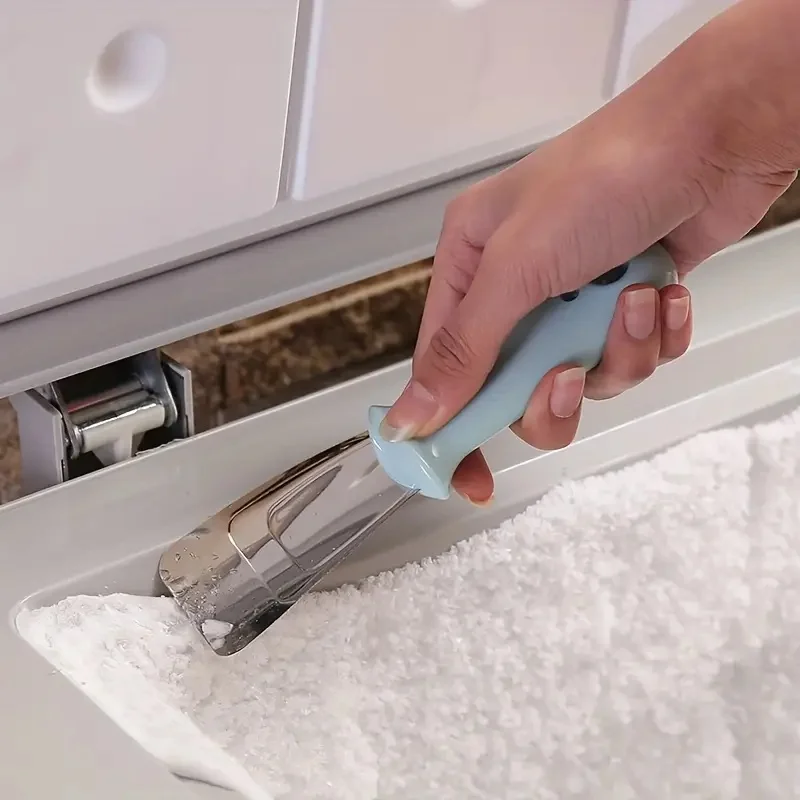 Heavy-Duty Blue Ice Scraper for Refrigerator, Safe & Non-Toxic, Ergonomic Grip, No Battery Needed.