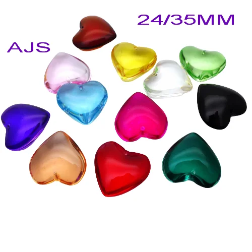 24/35MM Crystal Smooth Heart Love Pendants Earrings Wedding Suncatcher Lamp Glass Hanging Beads AB Chandelier DIY Free Shipping