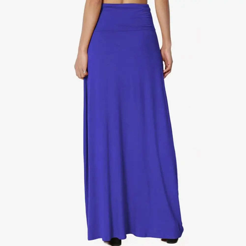 

Women Pleated Skirt Elegant High-waist Maxi Skirt for Women Solid Color Ankle Length Skirt for Home Evening Vacation Wear Women