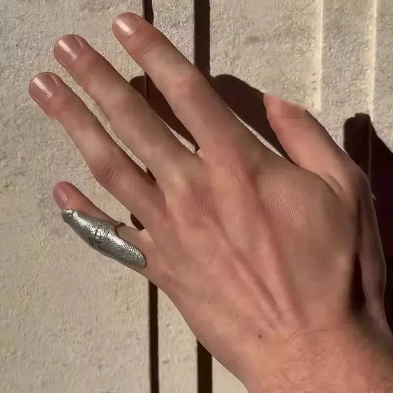 2026 Neues Künstlerisches Unregelmäßiges Textur-Knöchelring-Set Gold & Silber Hip-Hop-Stil Vollfinger-Ringe – Detail 8