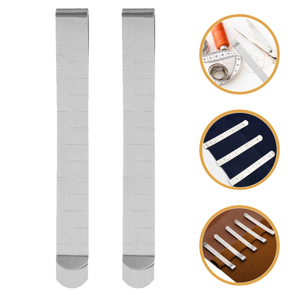 12 Pcs Stainless Steel Crimping Clip Hemming Ruler for Sewing Supplies Clips Fabric Large Mini Projects Tool