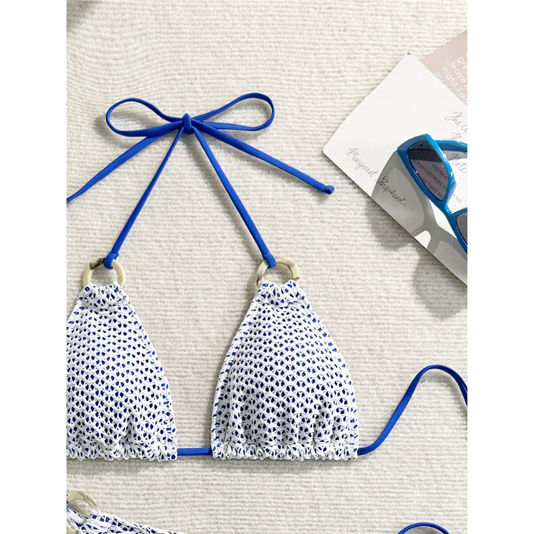 Gefalteter Neckholder-Bikini, zweiteiliges Bikini-Set, Damen-Badeanzug, Badebekleidung für Frauen, mit Trägern, hoch geschnitten, Badeanzug, Badebekleidung, V7043 – Detail 16