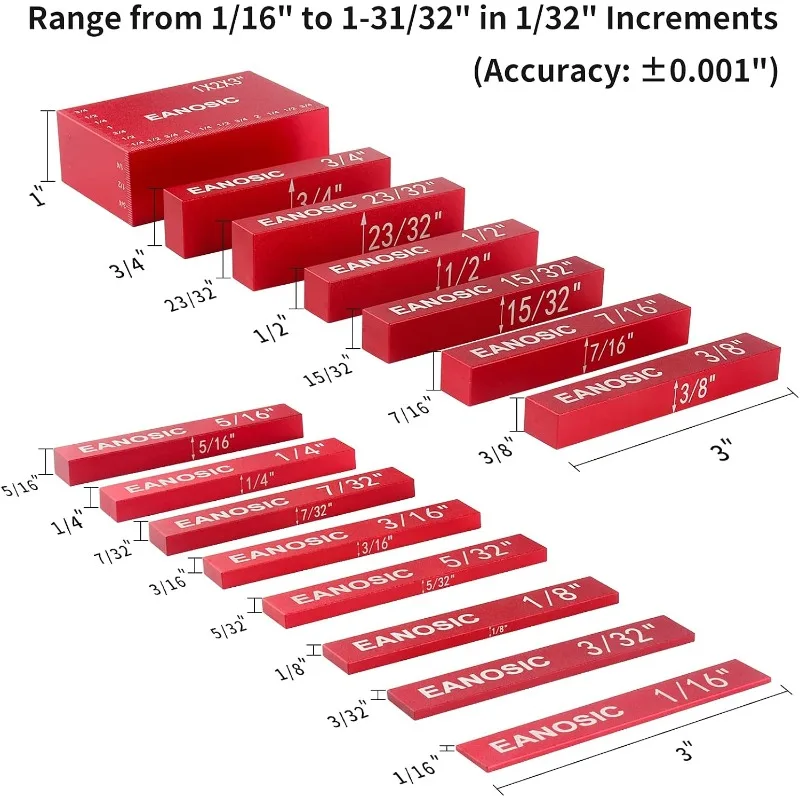 5pcs Precision Aluminum Setup Bars for Router and Table Saw Accessories Woodworking Set Up, Bars Include Laser