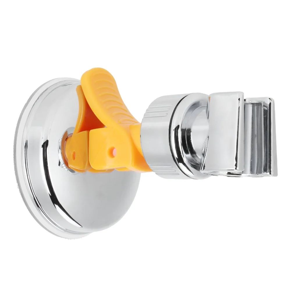 Suction Cup Mount Shower Head Holder Adjustable Angle Silver Handheld Showerhead Bracket Attachable Shower Head Bracket Bathroom