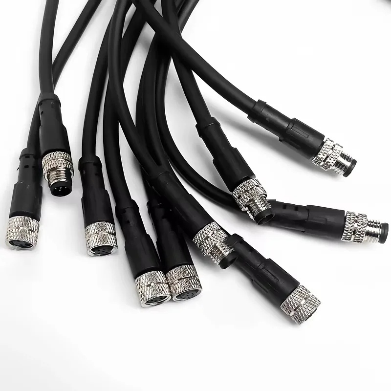 2Meters Waterproof M8 Sensor Connector, Male & Female 3/4/5/6/8 Pin, Integrated  Molding Industrial Cable Plug