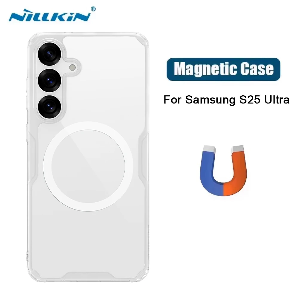 For Samsung S25 Ultra Magnetic Case Nillkin Nature Pro Clear TPU Frame MagSafe Cover For Samsung Galaxy S25+ Plus