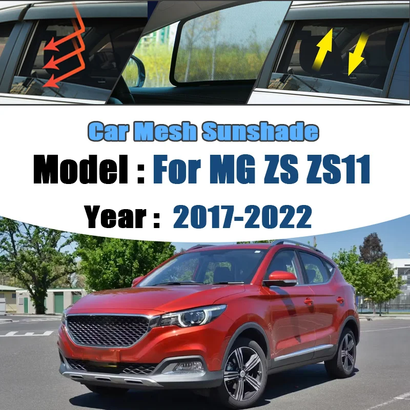 For MG ZS ZS11 MK1 2017-2022 Car Mesh Shades Window Sunshade Sunscreen Privacy Curtain Sun Visors Anti Mosquito Auto Accessories