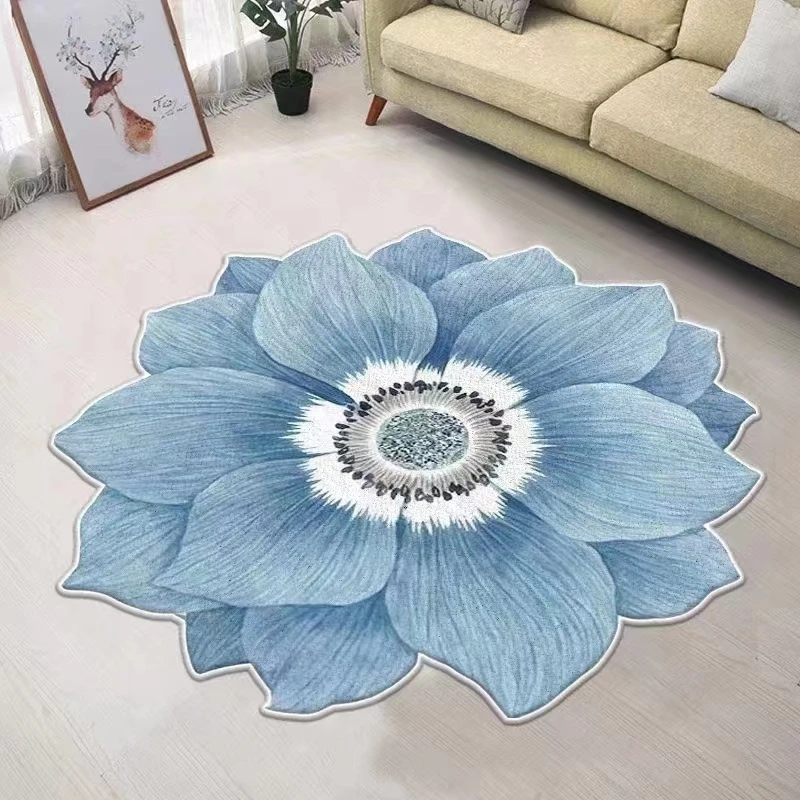 Alfombras chinas para sala de estar, alfombrilla suave y esponjosa para salón, decoración Irregular de dormitorio, flores, gruesa, redonda, lavable,