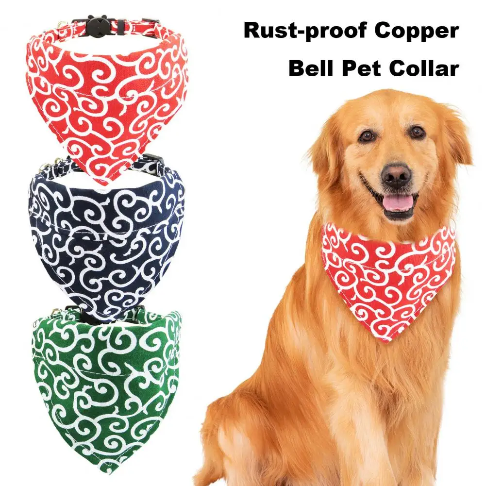 Cat Puppy Kitten Collar Bandana with Bell Adjustable Buckle Pet Saliva Towel Triangle Scarf Pet Bib for Small Dogs Neckerchief