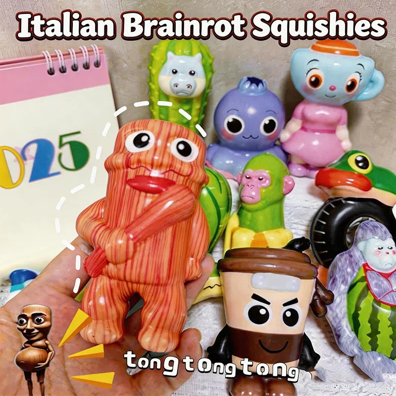 Juguetes Antiestrés Italian Brainrot Squishies, Lindos Juguetes Tung Tung de Crecimiento Lento para Niños y Adultos, Regalos para Aliviar la Ansiedad