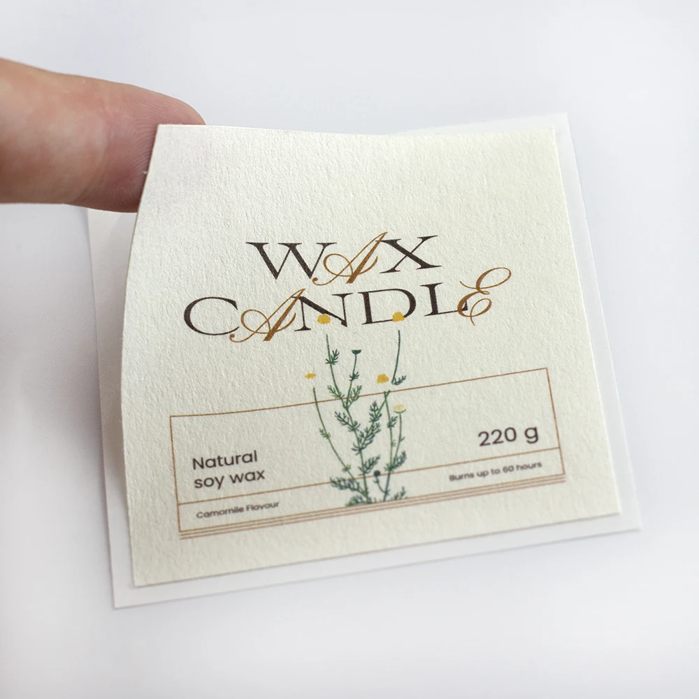 Custom Logo Printing Adhesive Sticker Luxury Textured Candle Jars Labels