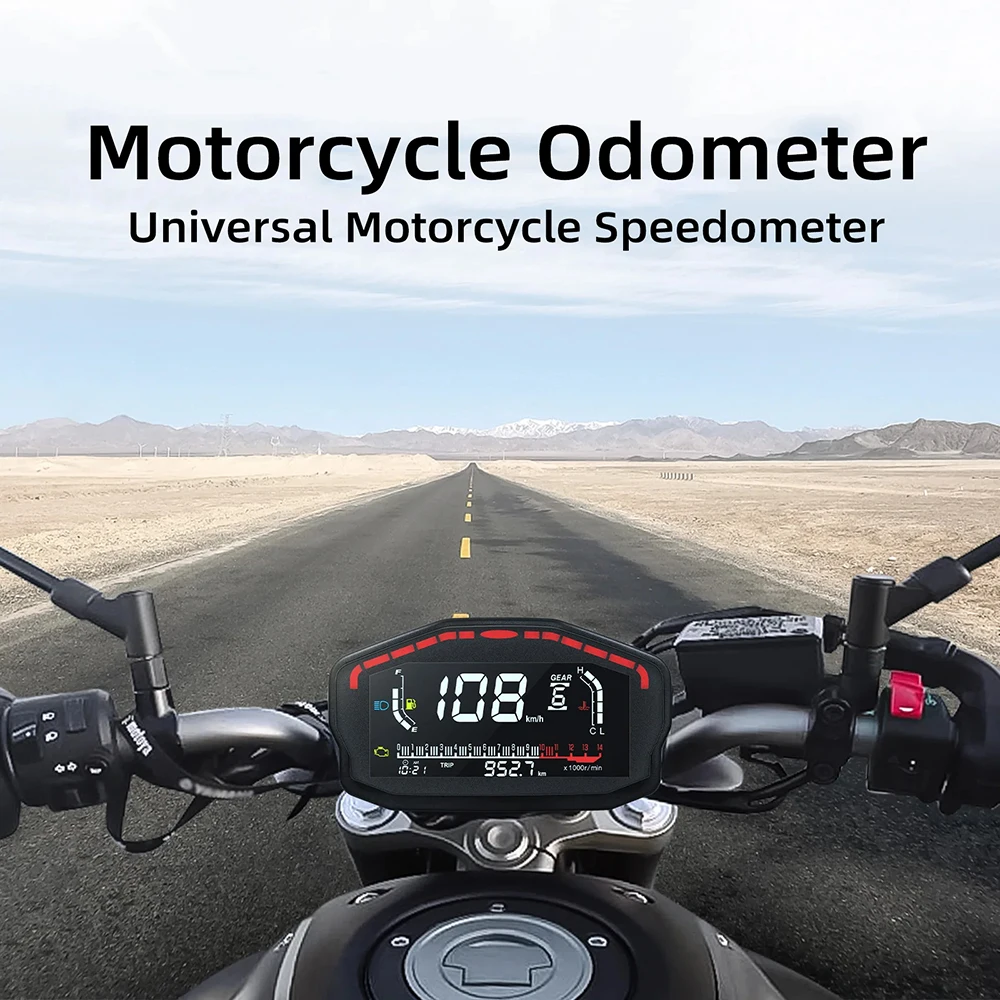 

12V Universal Motorcycle Fit For Honda For Ducati For Kawasaki LCD Tachometer Outboard 14000rpm Speedometer Display