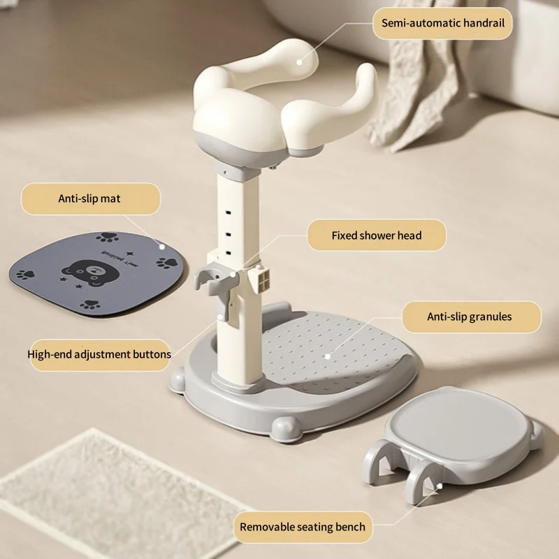 حوض استحمام قائم للأطفال مع وظيفة مضادة للانزلاق ومضادة للانزلاق، حامل حوض استحمام متعدد الوظائف قابل للتعديل للأطفال #2