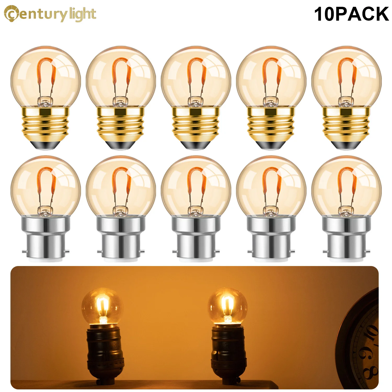 10PCS Light Bulbs G40 Retro Edison LED Light Bulb 1W E27 B22 2200K Amber Eplacement Lamp Bedroom Chandeliers Garden Decoration