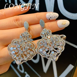 Transparent Crystal Earrings 2024 Trend Women Jewelry Luxurious Macrame Party Banquet Cocktail Valentine's Day Dress Accessory