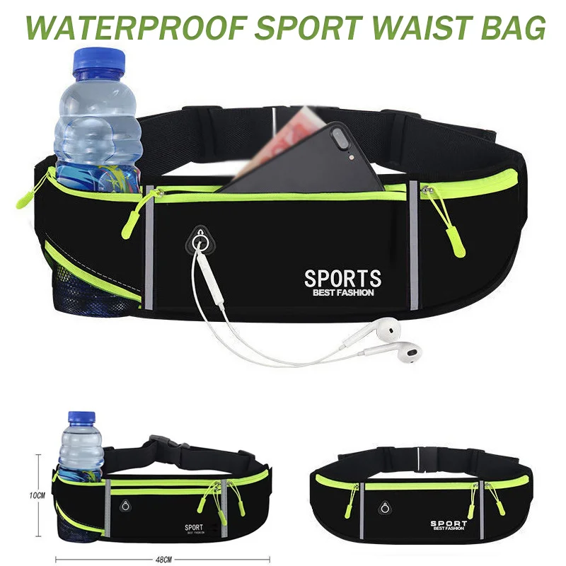 Waterproof Nylon Pouch Portable Men\'s and Women\'s Running Marathon Fitness Outdoor Sports Water Bottle Mobile Phone Waist Bag