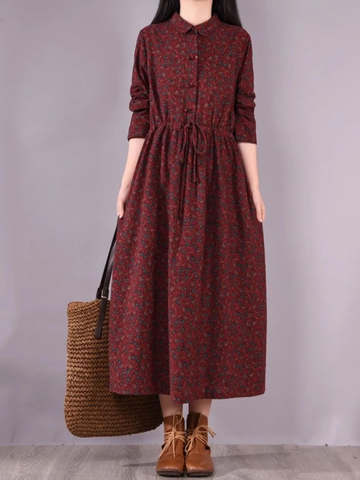 

Утягивающее платье-миди трапециевидной формы с поясом, женский базовый слой большого размера Dr, хлопок, длинный свек, круглый, средней длины, для поездок на работу