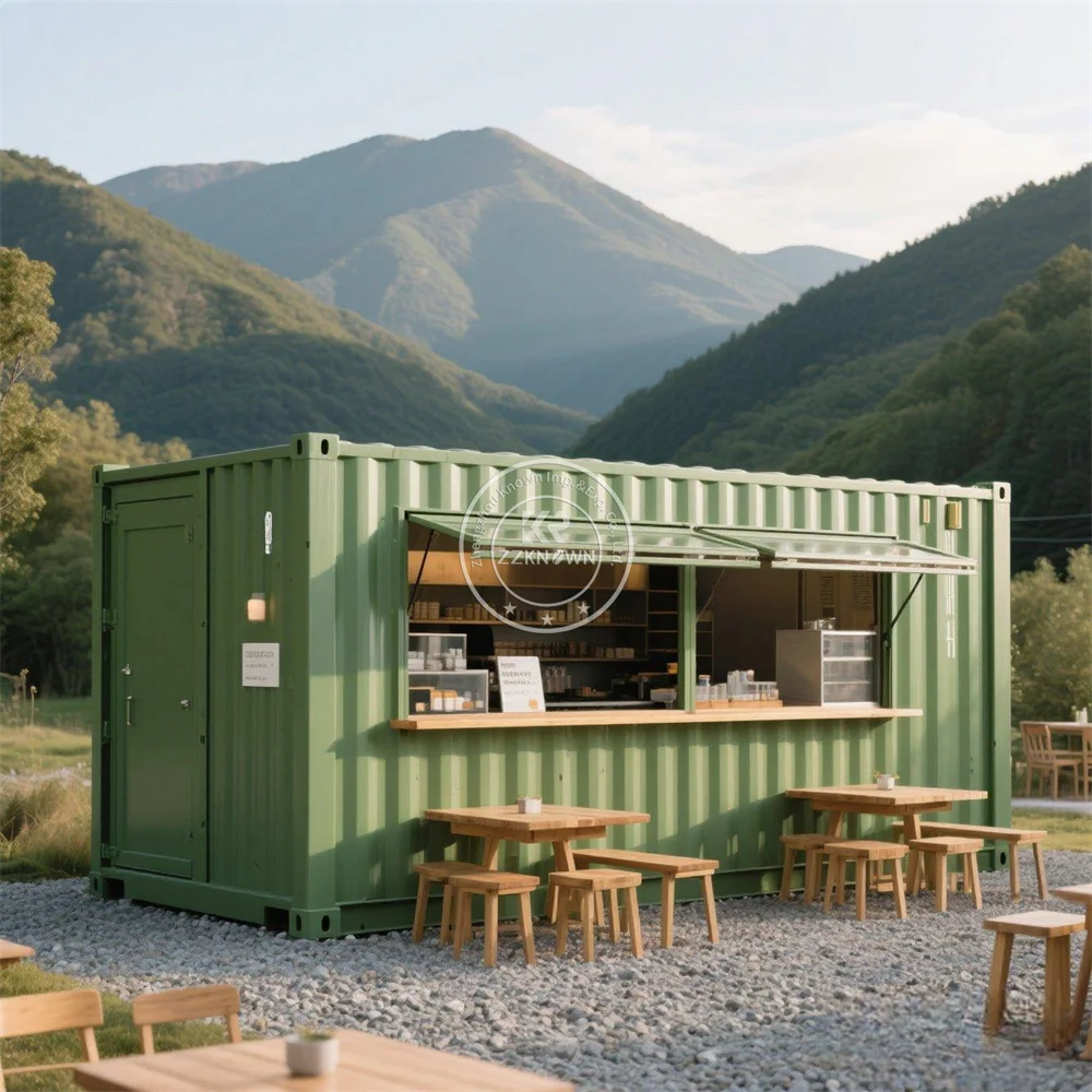 مطعم متنقل مجهزة بالكامل في الهواء الطلق الجاهزة امتياز القهوة هوت دوج كشك حاوية منزل مطعم حاوية فاخرة