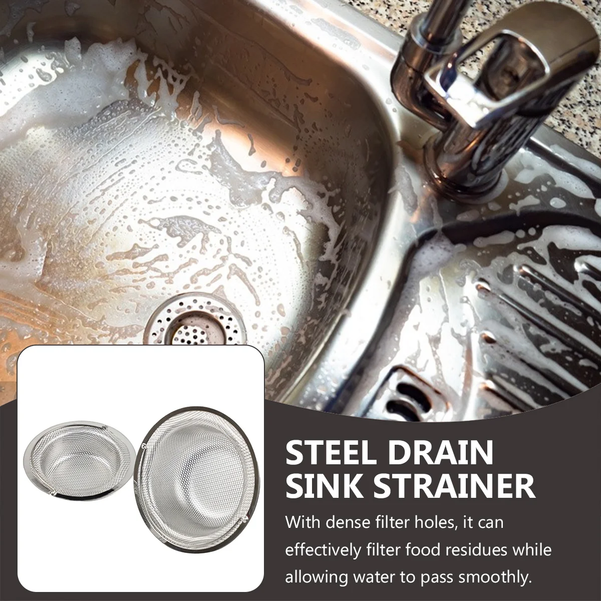 

Stainless Steel Sink Strainer Dense Filter Holes Kitchen Bathroom Bathtub Drain Basket For Sink Garbage Strainer