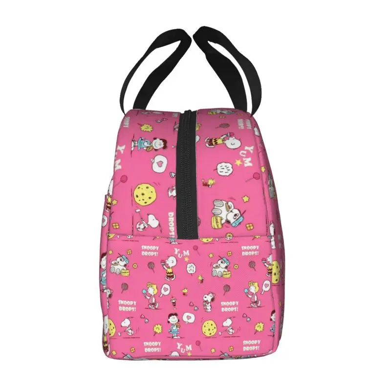 Custom Snoopy Cartoon Moives Insulated Lunch Bags for Outdoor Picnic Resuable Thermal Cooler Bento Box Women Children