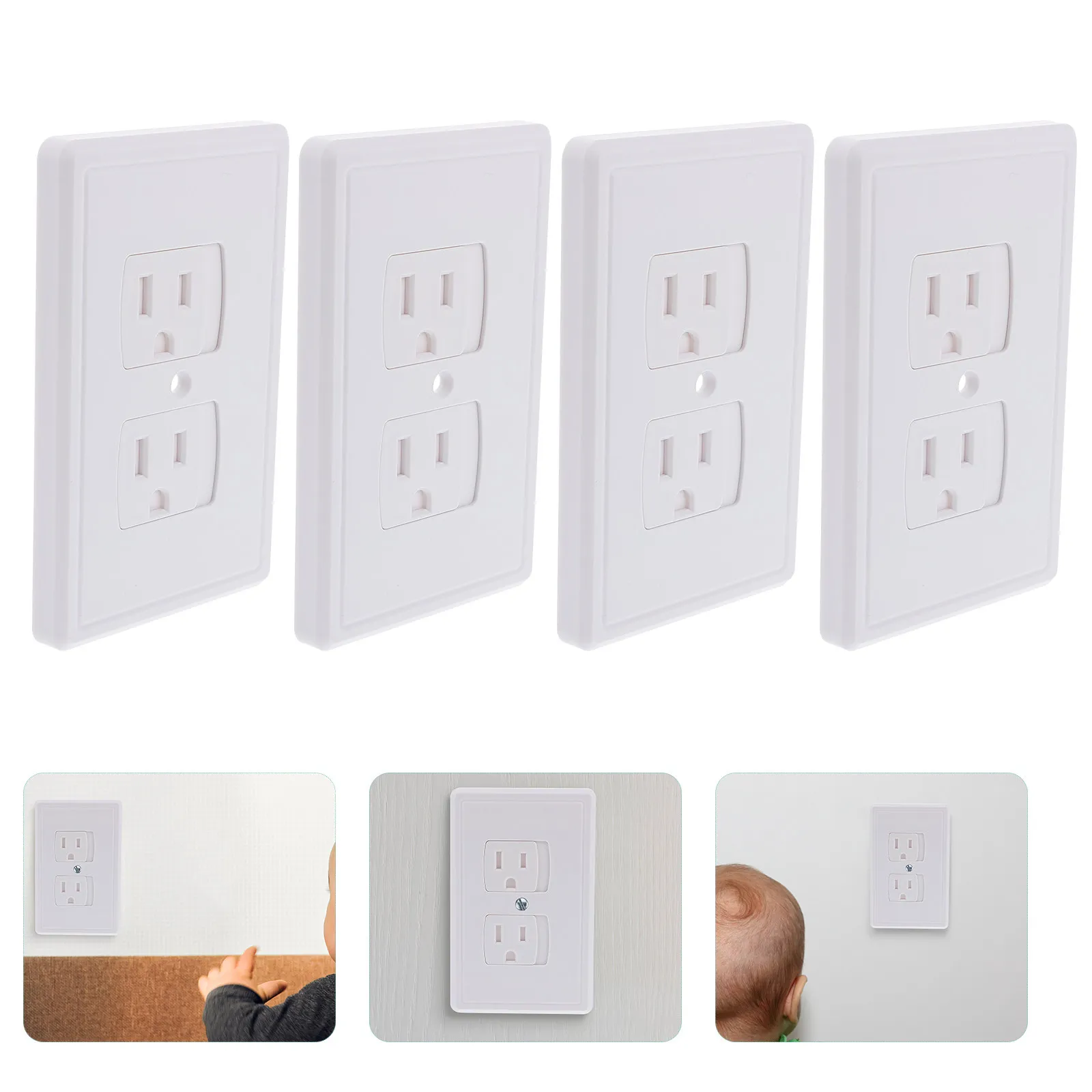 4-個のプレミアム-abs-コンセントプラグカバー子供用安全ソケットプロテクター感電防止壁掛けベビープルーフィングホワイト
