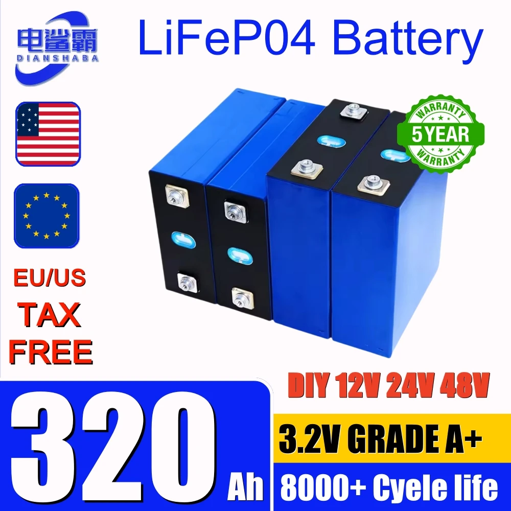 Rechargeable Cell For 320 Ah Lifepo4 Batterie 3,2 V Lithium-Eisenphosphat Wiederaufladbare Zelle Für DIY 12 V 24 V RV Solar Camp