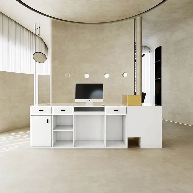 Reception Counter Cosmetics Small Table Reception Beautician Counter Desk Shops Travertine Receptionist Desk Office Furniture