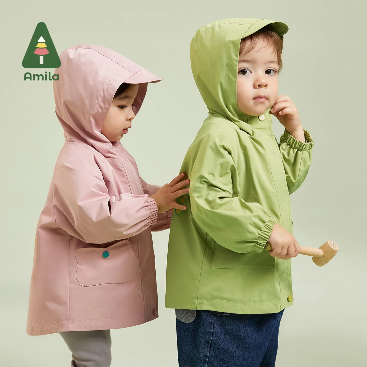 Amila Baby Jacket 2023 Autumn New Fashion Simplicity Casual Hooded Outwear Infant Toddler Girls Boys Cute Brand Children Clothes