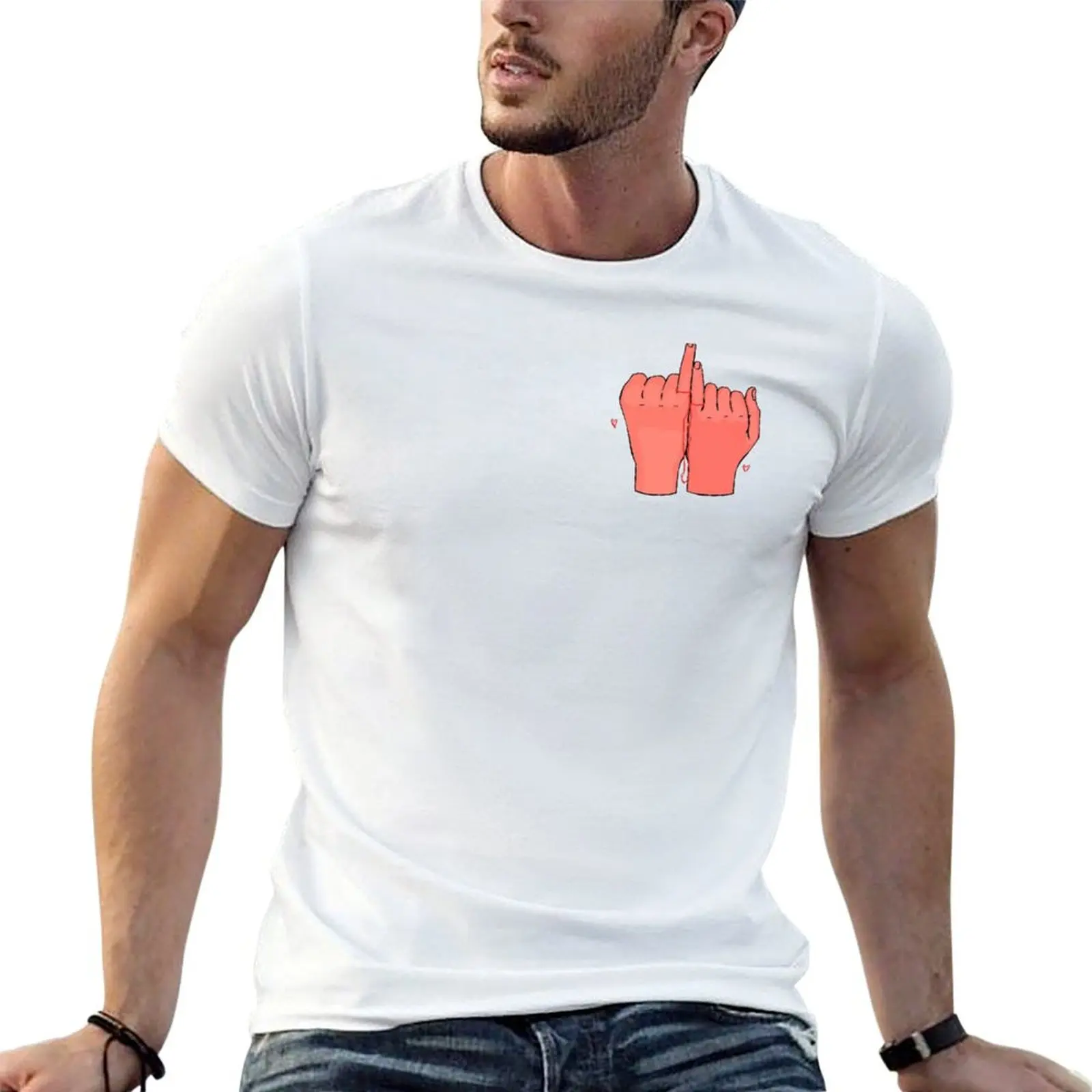 Red String of Fate Sticker T-Shirt Big Size Short Sleeve Casual Top