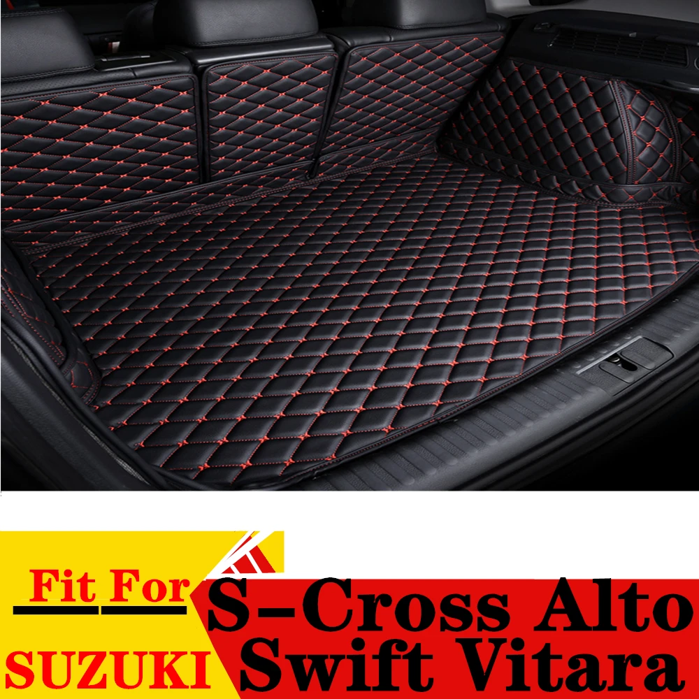 Car Trunk Mat For Suzuki Swift Vitara S-Cross Alto Rear Cargo Cover Carpet Liner Tail Interior Vehicles Parts Boot Luggage Pad