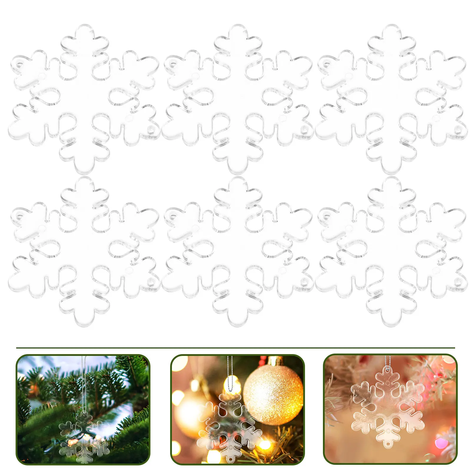 100Pcs Mini Snowflake Hanging Ornament Christmas Tree Decor Xmas Party Decoration Festive Home Hotel Mall Display Supply