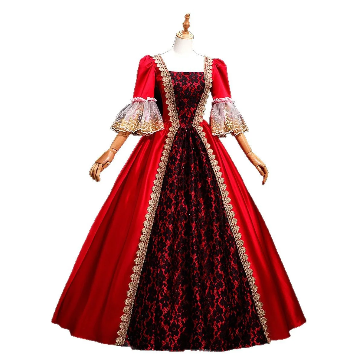 red lace long dress with sleeves I.H.F DRAPED WAIST GOWN ZESICA Spaghetti Strap Ruffle and feminine long sleeves Oxford Long Sleeve Shirt Size:15-34/35