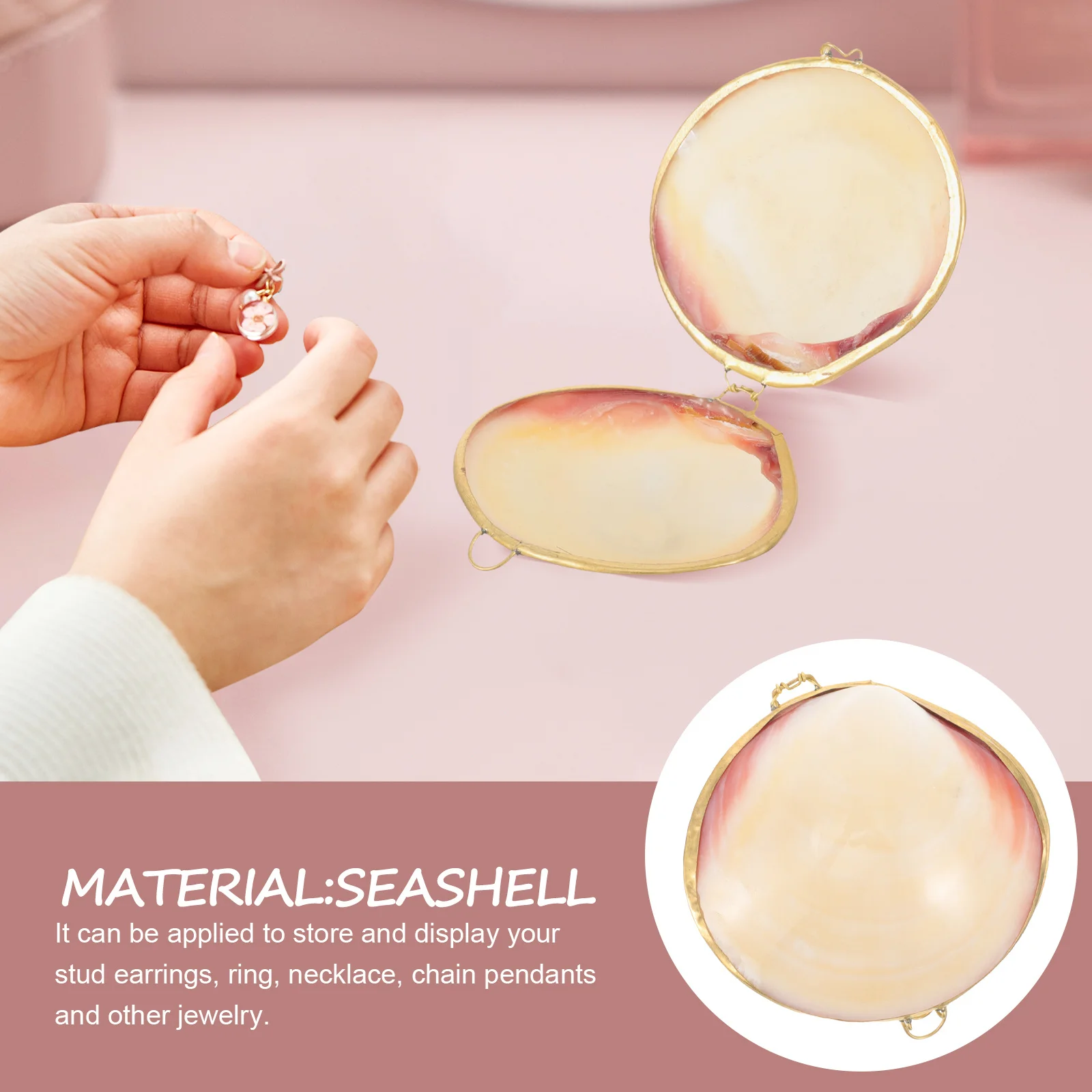 

Small Seashell Jewelry Box Decorative Shell Trinket Holder Ring Necklace Earring Storage Organizer Gift Box Sea Shell Holder