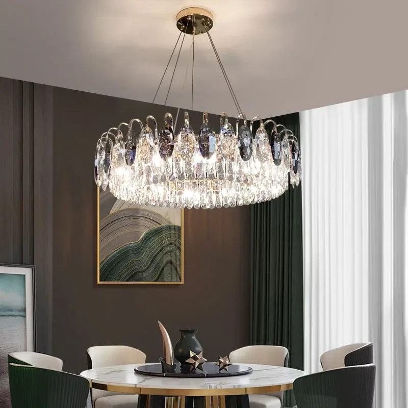 

Modern Crystal Ceiling Chandelier Nordic Creative Simple Electroplating Living Room Pendent Lamp Applicable Bedroom Lamps