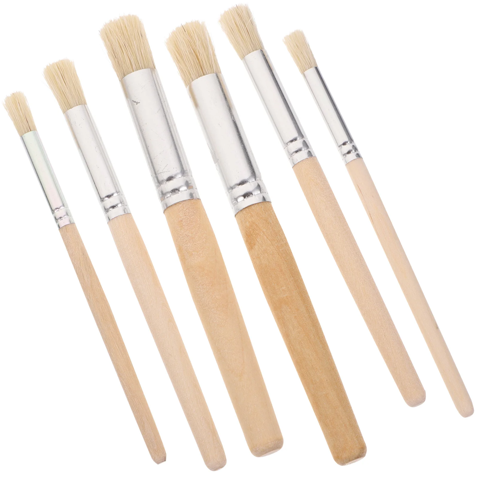 

6pcs /Set Template Brush Round Tip Nylon Bristle Wooden Handle For Acrylic Watercolor Oil Painting Face Art Craft Projects