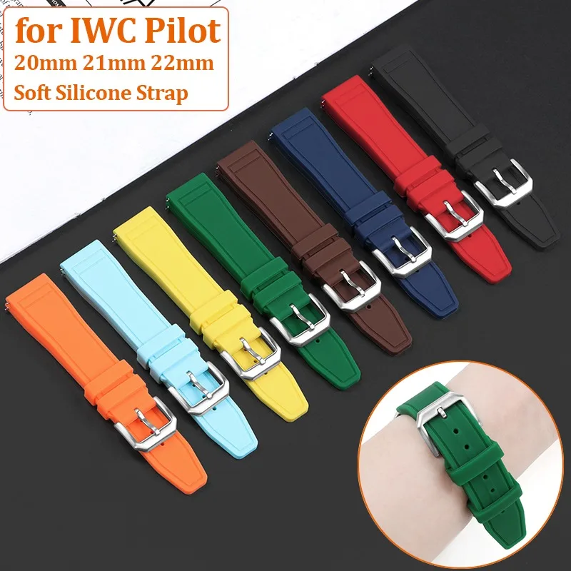 20/21/22mm Silicone Sport Bracelet Watch Strap Soft Wristbelt Rubber WatchBand for IWC PILOT PORTUGIESER PORTOFIN Men Women Belt