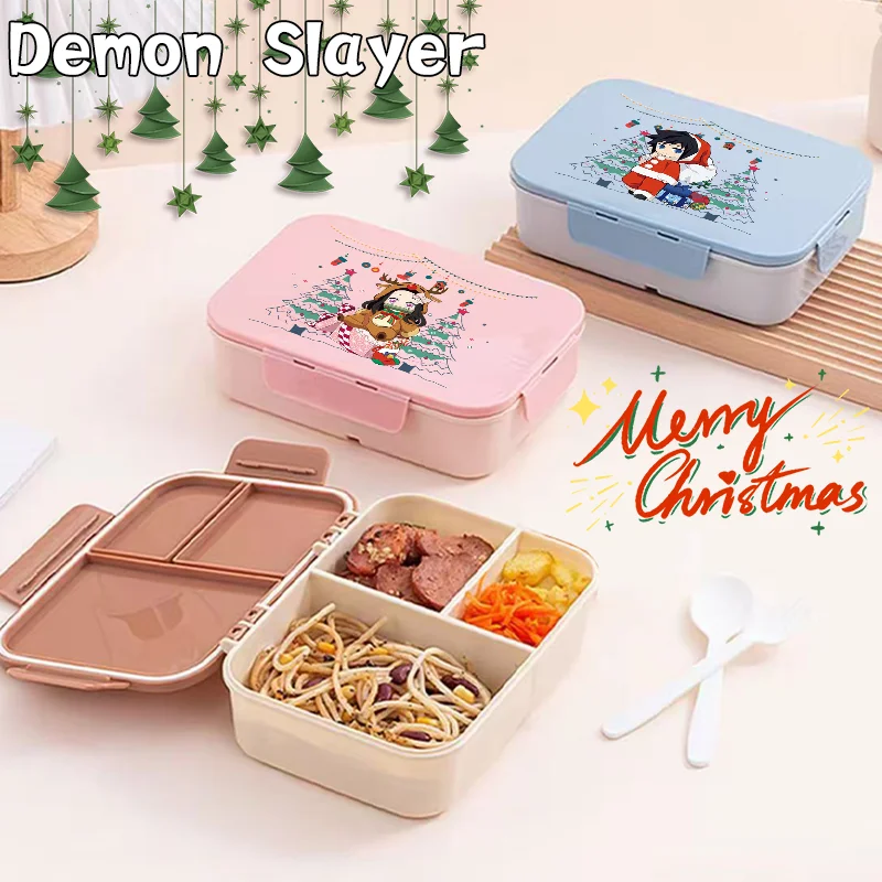 

Flip Lid Lunch Box Christmas Series Demon Slayer Anime Kamado Tanjirou NezukoPicnic Lunchbox Separate Lunch Box Bento Box Gift