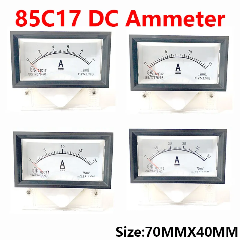 Analógico Medidor de Painel Atual Amperímetro para Testes de Circuito Ampere Tester Gauge 85c17 dc 1a 2a 3a 5a 10a 15a 20a 30a 50a 75a 100a