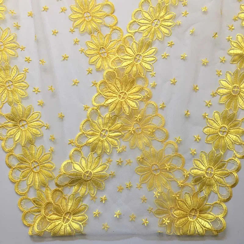 

1 лот/20 ярдов, желтая кружевная тесьма с вышивкой цветов, вышитое кружево для женской одежды, белья и платьев, 2026