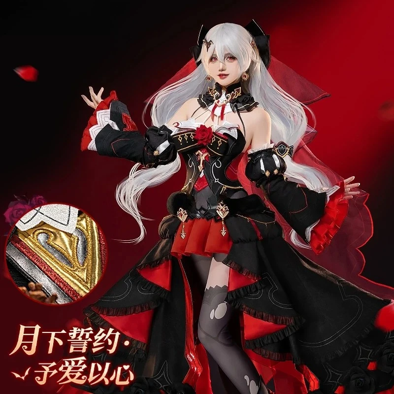 

Honkai Impact 3rd Theresa Apocalypse Lunar Vow: Crimson Love Game Suit Gorgeous Cosplay Costume Halloween Party Outfit