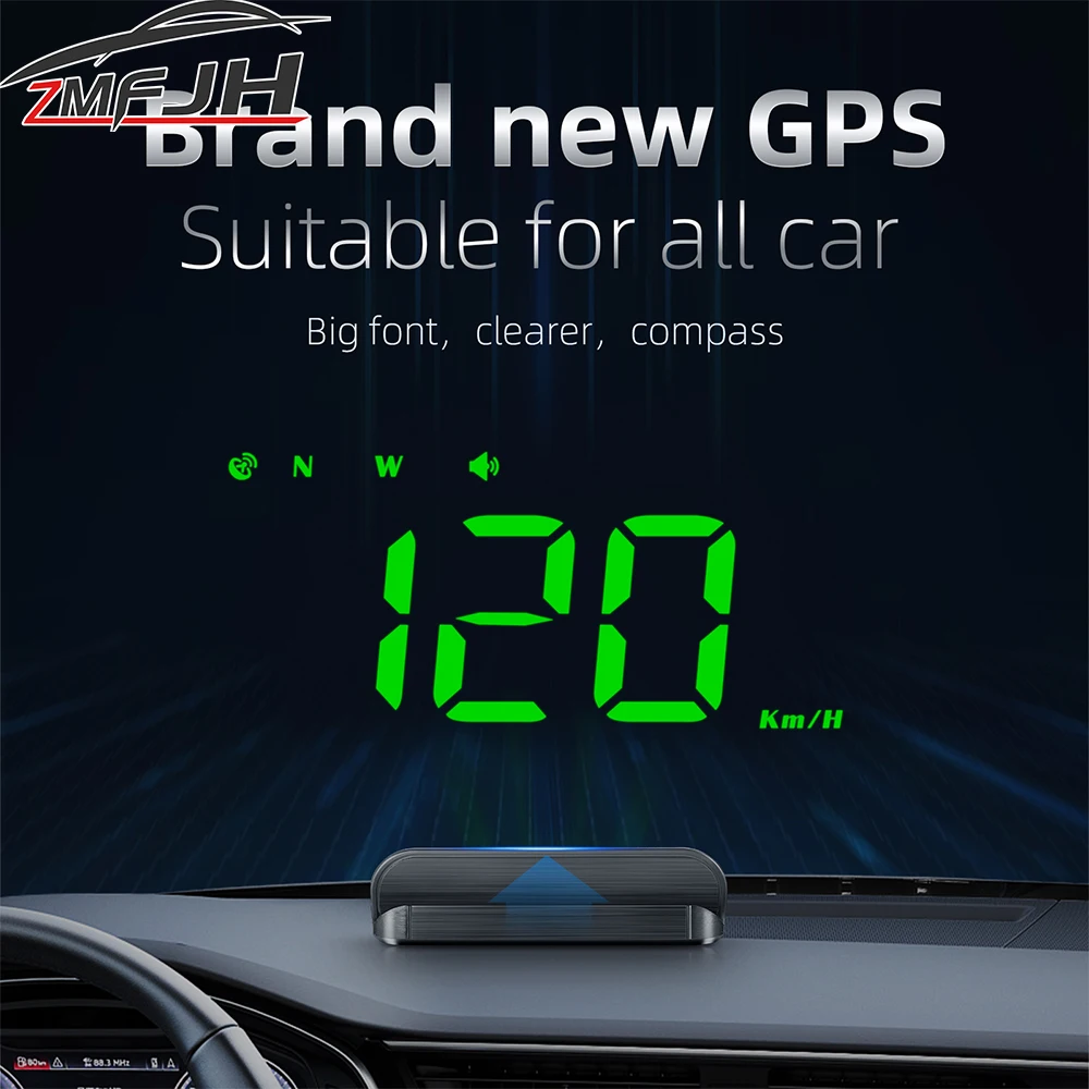 

GPS Car Head Up Display KMH With Speed Alarm Fatigue Driving Reminder Digital Speedometer Windshield Projector For All Cars