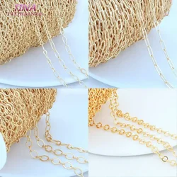14K Gold Color Plated Brass Chains Round Oval Chains DIY Jewelry Findings Necklace Bracelet Jewelry Making Components DIY