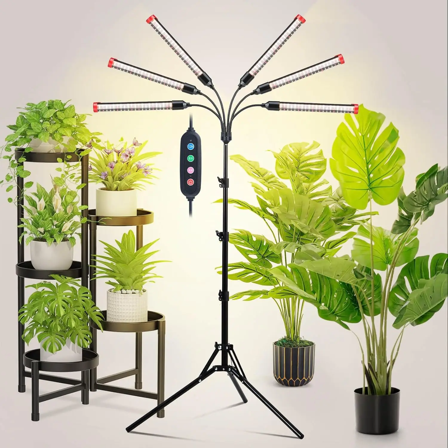 

Adjustable Tripod Grow Light with Timer, Full Spectrum LED Plant Lamp for Indoor Bonsai and Houseplants