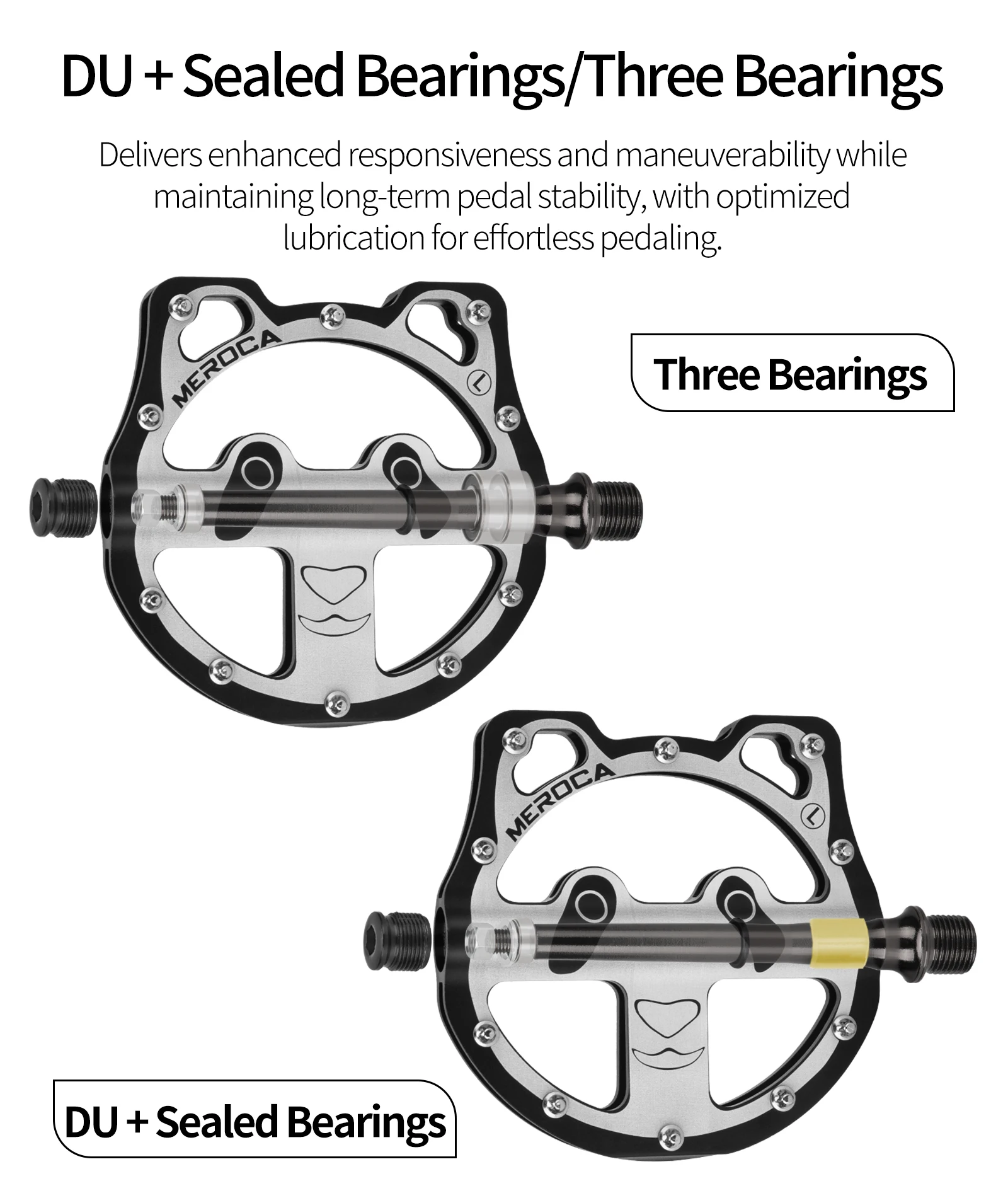 GOLDIX Fahrradpedal, Cartoon-Panda-Form, 3-Lager, Aluminiumlegierung, Faltradpedal, rutschfest, für MTB, Rennrad – Detail 6