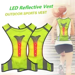 LED Reflective Vest Night Running Cycling Reflective Clothing Yellow Visibility High Visibility Outdoor Safety Warning Vest