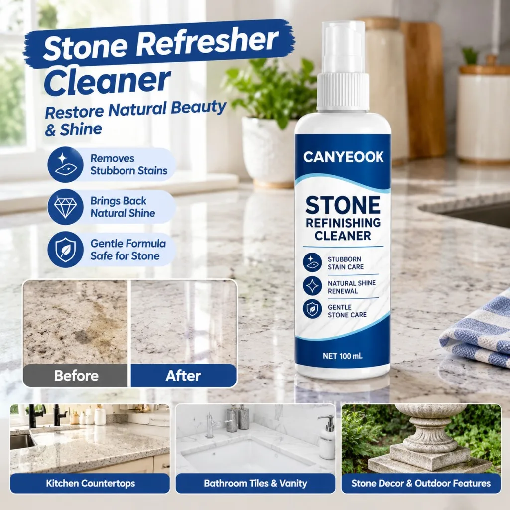 CANYEOOK Stone Cleaner Spray, Remove Stains, Restore Shine, Gentle Formula, for Natural Artificial Stone, 100ml